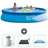 Intex rund oppustelig let sæt swimmingpool - 396 x 84 cm - Blå - Inkluderet tilbehør CB79