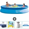 Intex rund oppustelig let sæt swimmingpool - 366 x 76 cm - Blå - Inkluderet tilbehør CB8
