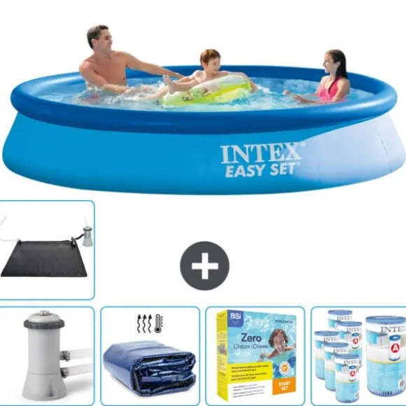 Intex rund oppustelig let sæt swimmingpool - 366 x 76 cm - Blå - Inklusive Tilbehør CB25