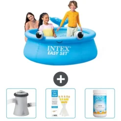 Intex rund oppustelig let sæt swimmingpool - 183 x 51 cm - Blå - Hval - Inkluderet tilbehør CB73