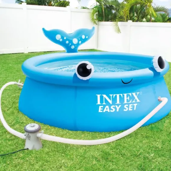 Intex rund oppustelig let sæt swimmingpool - 183 x 51 cm - Blå - Hval - Inkluderet tilbehør CB73
