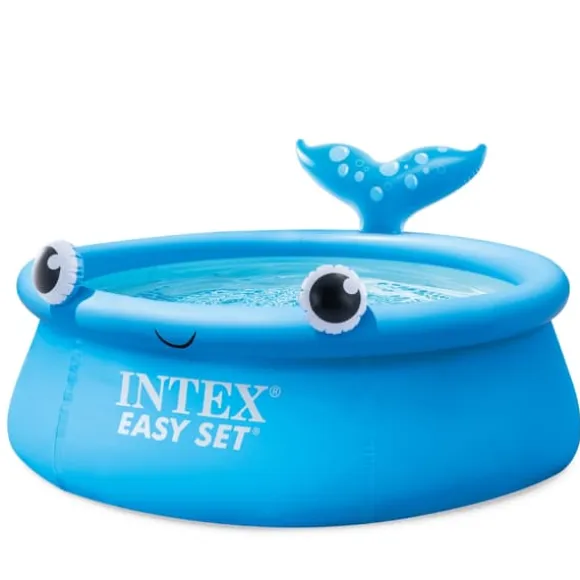 Intex rund oppustelig let sæt swimmingpool - 183 x 51 cm - Blå - Hval - Inkluderet tilbehør CB73