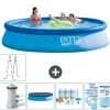 Intex rund oppustelig let sæt swimmingpool - 396 x 84 cm - Blå - Inklusive Tilbehør CB20