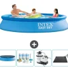 Intex rund oppustelig let sæt swimmingpool - 305 x 61 cm - blå - inkluderet tilbehør CB62