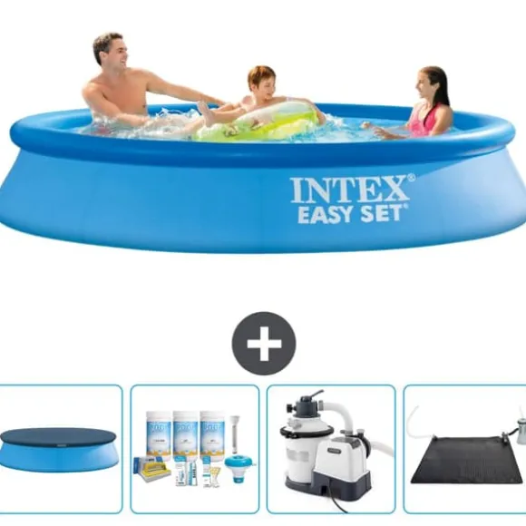 Intex rund oppustelig let sæt swimmingpool - 305 x 61 cm - blå - inkluderet tilbehør CB62