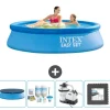 Intex rund oppustelig let sæt swimmingpool - 244 x 61 cm - blå - inkluderet tilbehør CB61