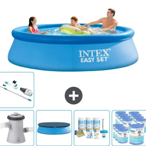 Intex rund oppustelig let sæt swimmingpool - 305 x 76 cm - Blå - Inklusive Tilbehør CB19