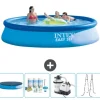 Intex rund oppustelig let sæt swimmingpool - 396 x 84 cm - Blå - Inkluderet tilbehør CB64