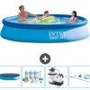 Intex rund oppustelig let sæt swimmingpool - 366 x 76 cm - Blå - Inkluderet tilbehør CB65