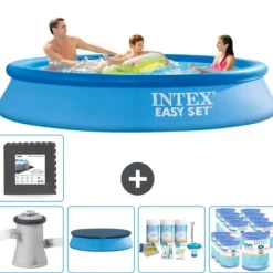 Intex rund oppustelig let sæt swimmingpool - 305 x 61 cm - Blå - Inklusive Tilbehør CB17