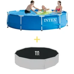 Intex svømmebassin - Metalramme - 305 x 76 cm - Inklusiv solsejl