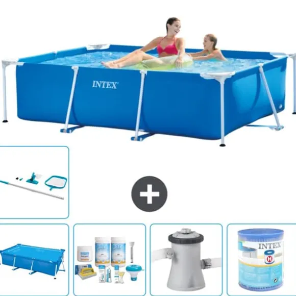 Intex svømmebassin med rektangulær ramme - 220 x 150 x 60 cm - Blå - Inkluderet tilbehør A9