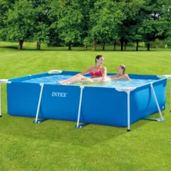 Intex svømmebassin med rektangulær ramme - 220 x 150 x 60 cm - Blå - Inkluderet tilbehør A57