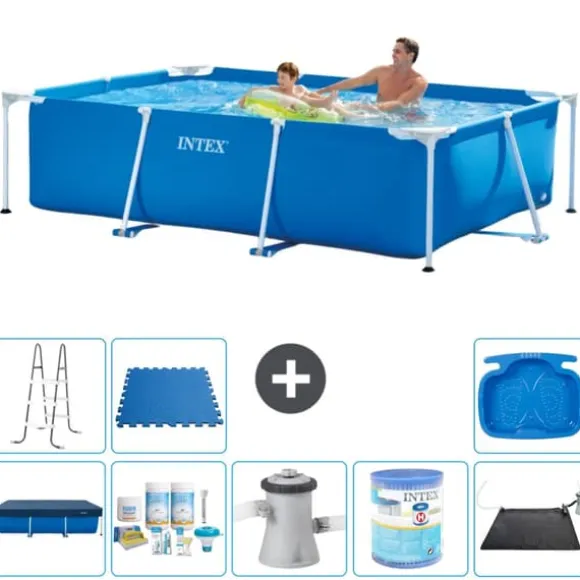 Intex svømmebassin med rektangulær ramme - 260 x 160 x 65 cm - Blå - Inkluderet tilbehør A111