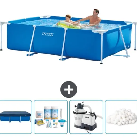 Intex svømmebassin med rektangulær ramme - 260 x 160 x 65 cm - Blå - Inkluderet tilbehør CB63