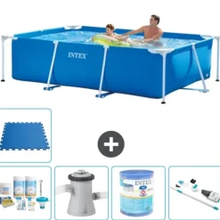 Intex svømmebassin med rektangulær ramme - 260 x 160 x 65 cm - Blå - Inkluderet tilbehør A134