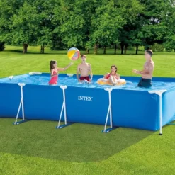 Intex svømmebassin med rektangulær ramme - 450 x 220 x 84 cm - Blå - Inkluderet tilbehør CB97