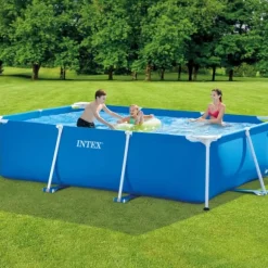 Intex svømmebassin med rektangulær ramme - 300 x 200 x 75 cm - Blå - Inkluderet tilbehør A181