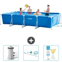 Intex svømmebassin med rektangulær ramme - 450 x 220 x 84 cm - Blå - Inkluderet tilbehør CB82