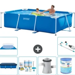 Intex svømmebassin med rektangulær ramme - 260 x 160 x 65 cm - Blå - Inkluderet tilbehør A118
