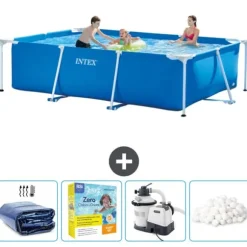 Intex svømmebassin med rektangulær ramme - 300 x 200 x 75 cm - Blå - Inkluderet tilbehør CB70