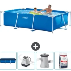 Intex svømmebassin med rektangulær ramme - 260 x 160 x 65 cm - Blå - Inkluderet tilbehør CB53