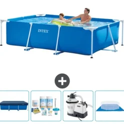 Intex svømmebassin med rektangulær ramme - 260 x 160 x 65 cm - Blå - Inkluderet tilbehør CB59