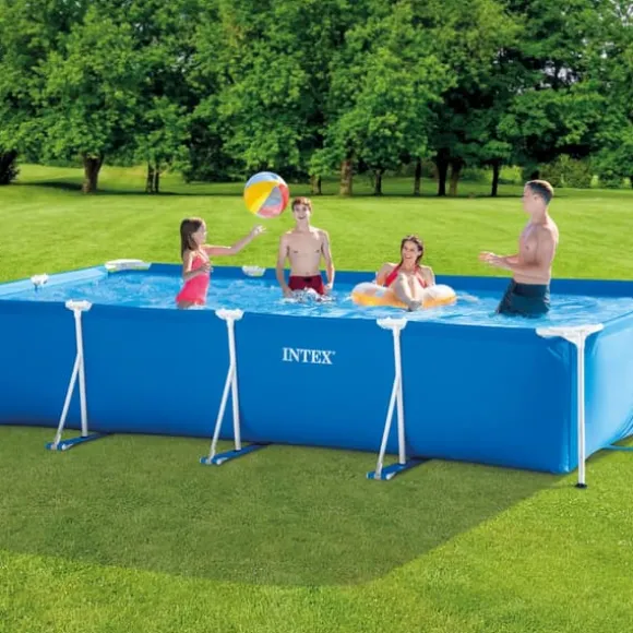 Intex svømmebassin med rektangulær ramme - 450 x 220 x 84 cm - Blå - Inkluderet tilbehør CB5