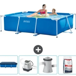 Intex svømmebassin med rektangulær ramme - 220 x 150 x 60 cm - Blå - Inkluderet tilbehør CB53