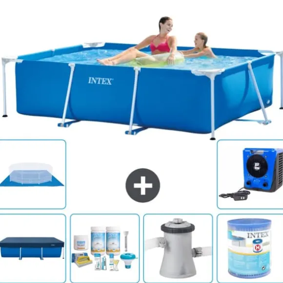 Intex svømmebassin med rektangulær ramme - 220 x 150 x 60 cm - Blå - Inkluderet tilbehør A21