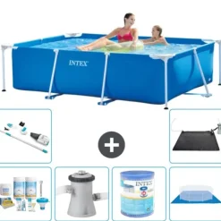 Intex svømmebassin med rektangulær ramme - 220 x 150 x 60 cm - Blå - Inkluderet tilbehør A50