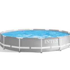 Intex svømmebassin med rund prismeramme - 366 x 76 cm - Grå - Inklusive Tilbehør CB88