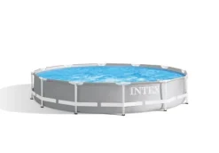 Intex swimmingpool - Prismeramme - 366 x 76 cm - Inklusiv WAYS vedligeholdelsespakke, filterpumpe og jordklud