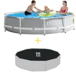 Intex swimmingpool - Prismeramme - 305 x 76 cm - Inklusiv solsejl