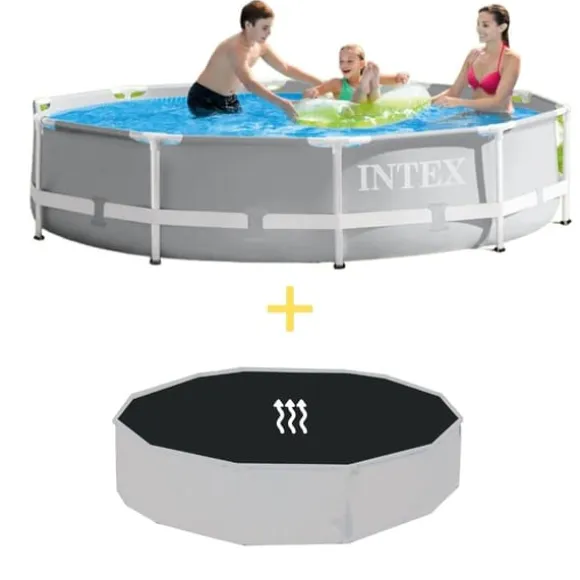 Intex swimmingpool - Prismeramme - 305 x 76 cm - Inklusiv solsejl