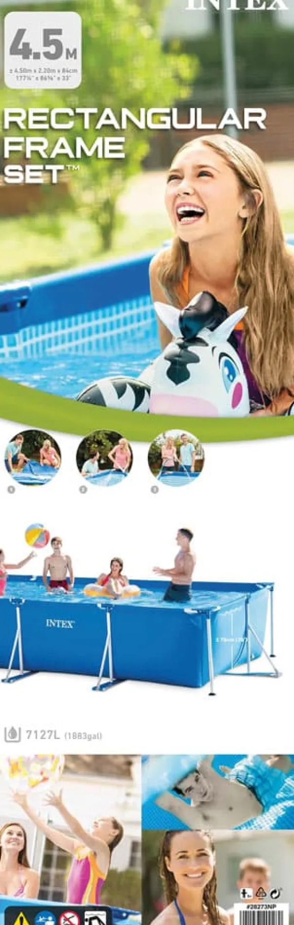 Intex swimmingpool - Rammebassin - 450 x 220 x 84 cm - Inklusiv WAYS vedligeholdelsespakke