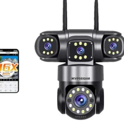 IP Kamera, Quad-Linse, Smart Sporing,1Pcs Wifi Kamera, EU Stik