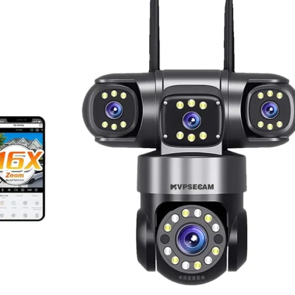 IP Kamera, Quad-Linse, Smart Sporing,1Pcs Wifi Kamera, EU Stik
