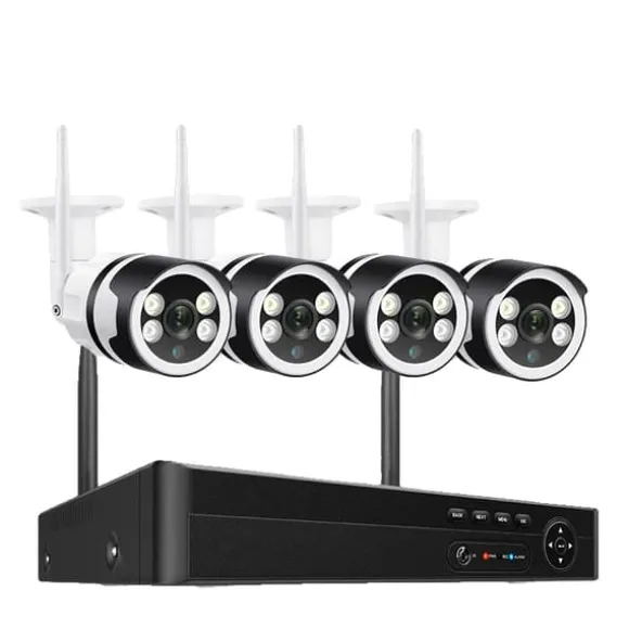 IP Kamera System, Høj Opløsning Video, To-Vejs Lyd,8CH og 4stk 3MP kamera, Ingen