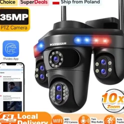 IP Kamera, 10X Optisk Zoom, To-Vejs Lyd,EU Stik, 35MP Sort Ingen Kort