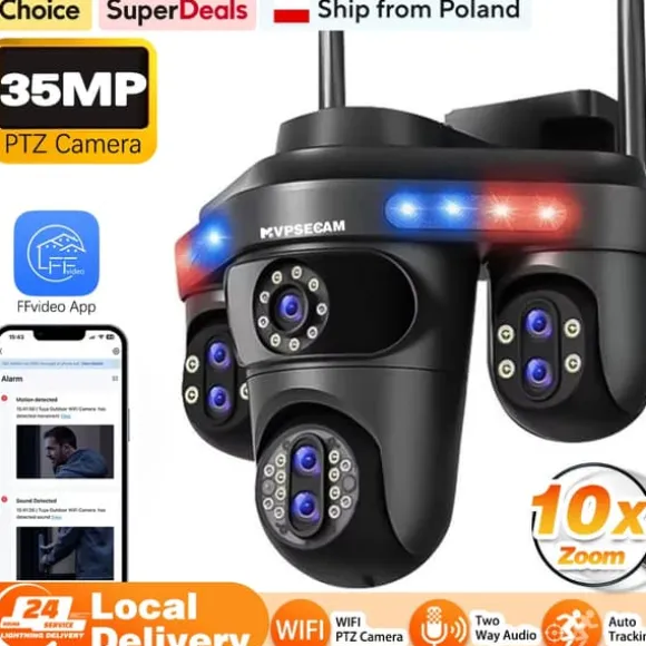 IP Kamera, 10X Optisk Zoom, To-Vejs Lyd,EU Stik, 35MP Sort Ingen Kort