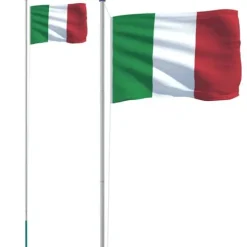 Italien flag og flagstang 6,23 m aluminium - Italien Flag - Italien-flag - Home & Living