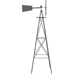 Jernvindmølle med industrielt design til haven | Farve: Grå | Størrelse: 84x68x245 cm