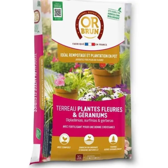 Jord för blommande växter och pelargoner - ELLER BRUNT - OBRTGER35N - 35 L