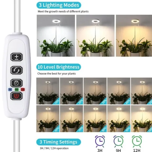 Justerbar Højde 3,5 tommer Rød Blå LED Vækstlys - 5W USB Plantelampe til Indendørs Brug