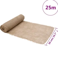 Juterulle 0,5x25 m 200 gsm - 100% naturlig jute til dekoration | Størrelse: 0,5x25 m