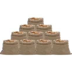 Jutesække 10 stk. 100x110 cm - Økologiske opbevaringssække | Farve: Naturlig Jute | Størrelse: 100x110 cm