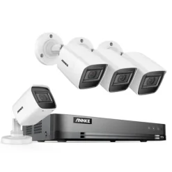4K Sikkerhedskamera System, 30m IR Nattesyn, IP67 Vandtæt,4CH NVR 4 stk. kamera, 4T