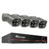 4K Ultra HD Sikkerhedskamera System, AI Menneskeopdagelse, To-Vejs Lyd,Ingen, 8CH NVR og 4 Kamera