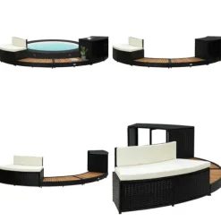 Kant til spa polyrattan og massivt akacietræ sort og natur - Spakant - Spakanter - Home & Living